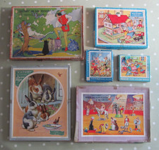 JOB LOT X 6 CHILDREN'S  VINTAGE WOODEN VICTORY JIGSAW PUZZLES - ALL COMPLETE
