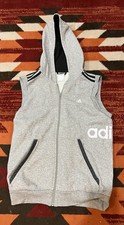 Adidas Sleeveless Boys Grey Hoodie In Size 13-14 Years Good Condition