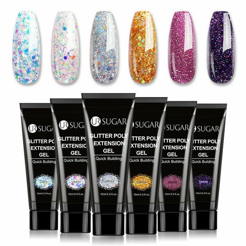 Glittery poly builder gel - glittery,