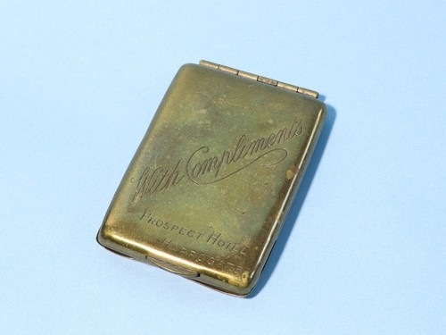 Antique brass matchbook - matchbook, holder