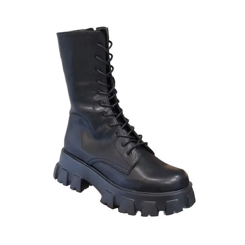 Women mid calf lace boots - lace-up,