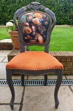 Shabby Chic French Style Bedroom Dining Chair with Vintage Flower Lady