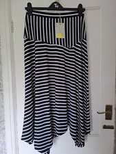 Boden Navy/White Jersey Skirt Asymmetric Hem size 10L BNWT