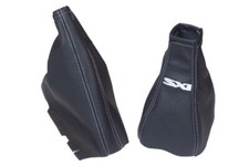 Gear & Handbrake Gaiter For Vauxhall Corsa C 2000-06 Leather "SXI" White Logo