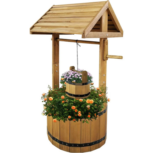 Large wooden wishing well - wishing,