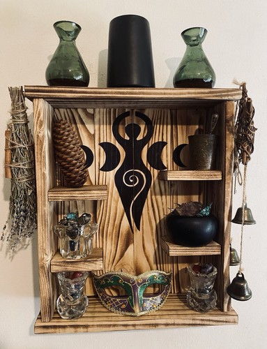 Wooden triple goddess altar - wooden,