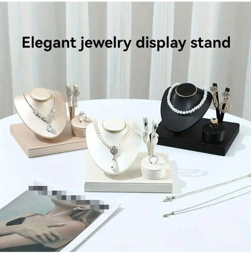 Leather jewelry display - jewelry, set
