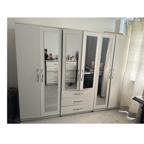 White mdf bedroom set - mdf,