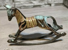 Vintage 4" Bronze Brass Metal Rocking Horse Distinct Look Art Figurine Sculpture