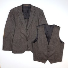 Hugo Boss Tweed Blazer Jacket Waistcoat 44 54 XL Sport Coat Elbow Patch 2 Piece