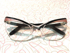 Vintage 1950s Peachy pink & Black Wrap Style Supra Spectacles Glasses