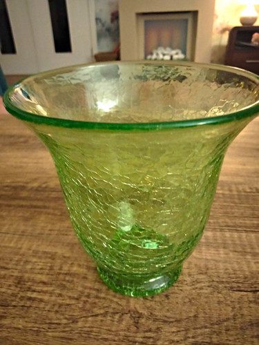 Tall green crackle - crackle, glass