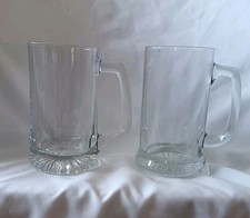 2 Clear Glass Beer Tankards/Steins With Heavy Bases (Not Matching) 
