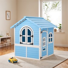 BLUE Wooden Playhouse with Windows, Indoor Outdoor for Kids Childrens Play House