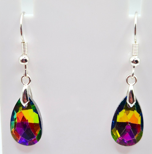 Crystal teardrop silver - silver, plated