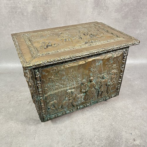 Vintage embossed brass coal - vintage,