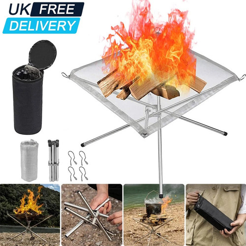Portable fire pit folding - folding, mesh