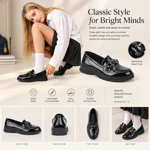 Girls patent loafers - girls, school