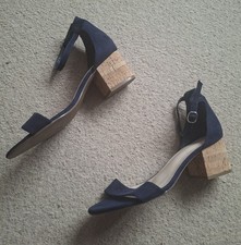 M&S Navy Block Heel Sandals