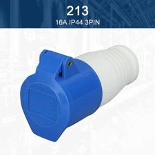 16 Amp 240V Site Trailing Plug & Socket 16A 3 Pin 240 Volt Blue Hook Up 2P+Earth