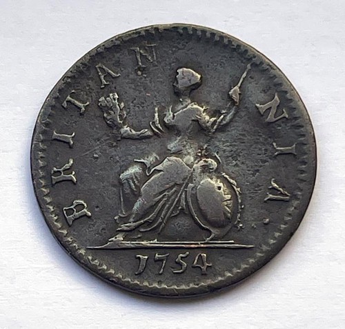 George farthing coin 1754 - george,