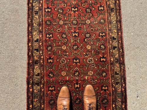 Long antique heriz runner rug - long,