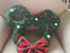 Disney Store Christmas Holly Wreath Bow Soft Mistletoe Berries