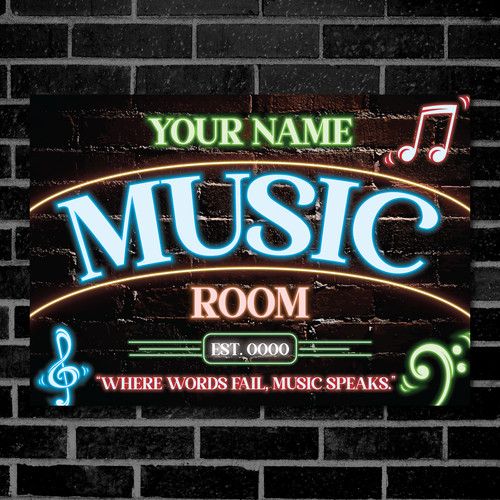 Personalised music room neon - personalised,