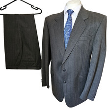 Vintage Geis West Germany 2 piece Suit 44"R W36” L30.5” Grey with Pinstripe