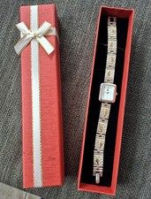 Fine SOLID Sterling Silver & Gold 'FOOTPRINTS' watch Brooks & Bentley Gift BOXED