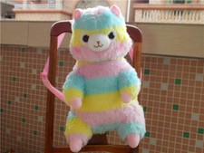17'' Alpacasso Arpakasso Backpack Rainbow Stripe Llama Alpaca Plush Bag