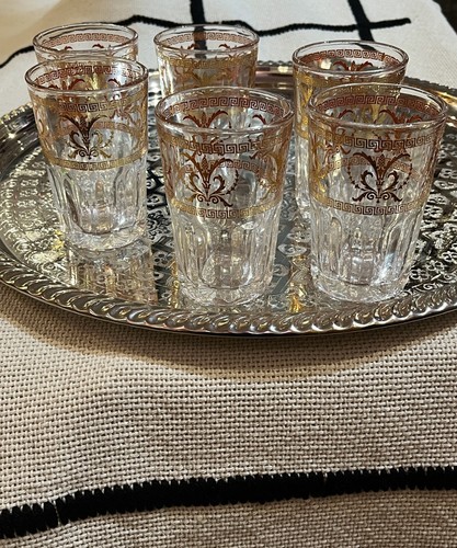 Gold moroccan tea glasses - moroccan, glasses-