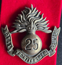 25th Royal Frontiersmen Fusiliers. British Military Cap Badge with Slider