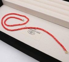 18 inch NEW SOUTH SEA GENUINE AAA 4mm RED CORAL NECKLACE  MAGNETIC CLASP