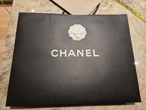Chanel black paper shopping - chanel,