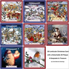 3D Lenticular Holographic Effect Classic Art Christmas Card +Detachable Keepsake