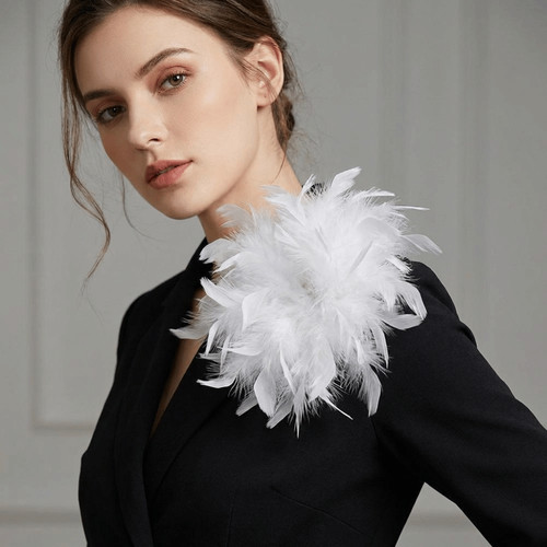 Faux feather brooch - faux,