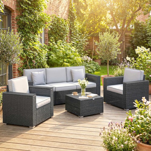 Rattan garden furniture set - garden,