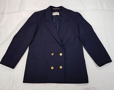 WINDSMOOR SIZE 10UK MEDIUM WOMENS NAVY WOOL BLAZER JACKET MILIATRY BRASS BUTTONS