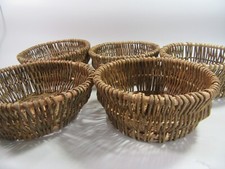 WICKER  / BAMBOO  / CANE WOVEN BASKETS x 5 .