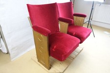 Vintage 1930 Art-Deco Theatre Seats Cast Iron Folding Chair Cinema Red Gold 1920