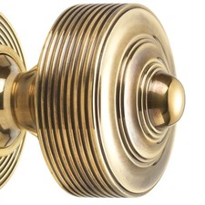 Solid Brass Reeded Centre Door Knob Pull Front Back Unique Vintage Discount
