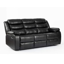 BLACK LEATHER RECLINER SOFA