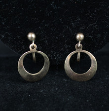 9ct ROSE GOLD Vintage Screw Back Drop Hoop Earrings Hallmarked 1.42g - OTL