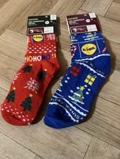 2 x Lidl Christmas Socks  - blue and red  Size UK 6 - 8 Brand new
