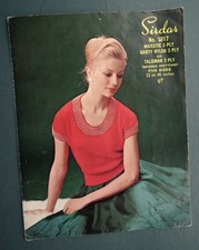 Vintage 1950s knitting pattern women's beaded sweater evening original Sirdar