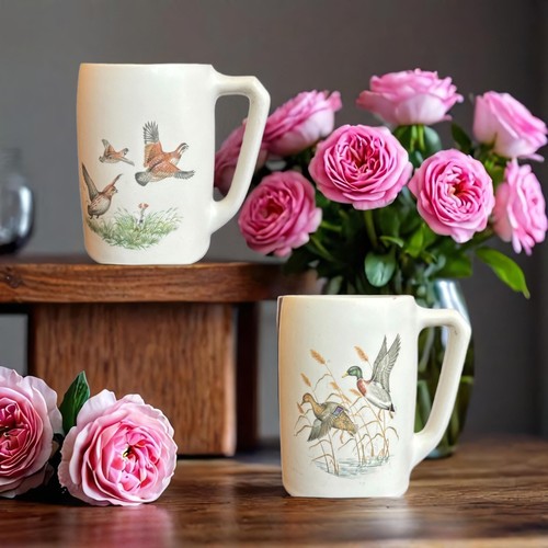 Vintage mugs pheasants - 2-pheasants, quail