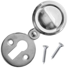 KEYHOLE COVER Victorian Escutcheon POLISHED CHROME Door Lock Key Hole Plate 34mm