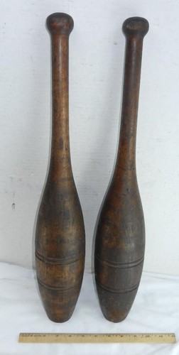 Vtg pair wood juggling pins - juggling,