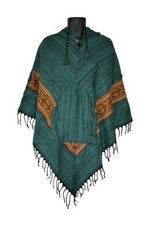 Wild West Cowboy Poncho V-Shape Hooded Fair Trade Festival Soft Snug Acrylic